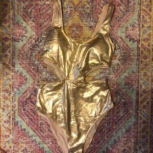 NWT Aerie metallic rose gold bathing suit